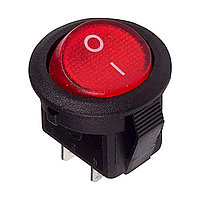 Переключатель клавишный круглый 12V 20А (3c) ON-OFF с подсветкой красный 36-2585