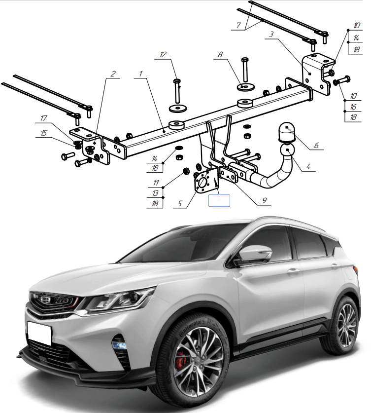 Фаркоп Bosal на GEELY COOLRAY (SX11) (2019-)