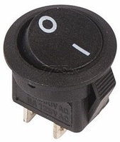 Переключатель клавишный круглый Micro 250V 3А (2c) ON-OFF Черный 36-2510