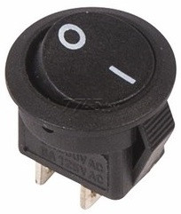 Переключатель клавишный круглый Micro 250V 3А (2c) ON-OFF Черный 36-2510 - фото 1 - id-p146003546