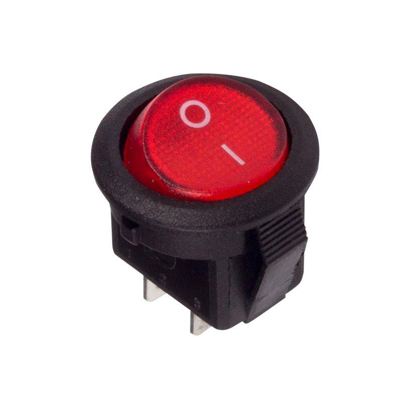 Переключатель клавишный круглый Micro 250V 3А (2c) ON-OFF Красный 36-2511 - фото 1 - id-p146003545