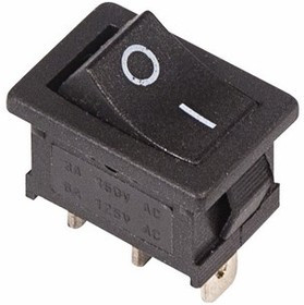 Переключатель клавишный прямоугольный Mini 250V 6А (3c) (ON)-ON без фиксации черный 36-2140 - фото 1 - id-p146003553
