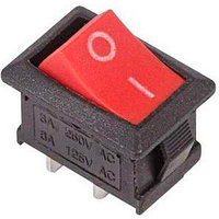Переключатель клавишный прямоугольный Mini 250V 6А (2c) ON-OFF красный 36-2111