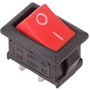 Переключатель клавишный прямоугольный Mini 250V 6А (2c) ON-OFF красный 36-2111 - фото 1 - id-p146007926