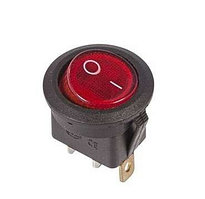 Переключатель клавишный круглый 250V 6А (3c) ON-OFF с подсветкой красный 36-2570