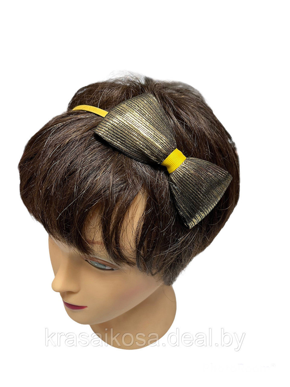 Обруч с блестящим бантом для волос Жёлтый головы - фото 1 - id-p168494863
