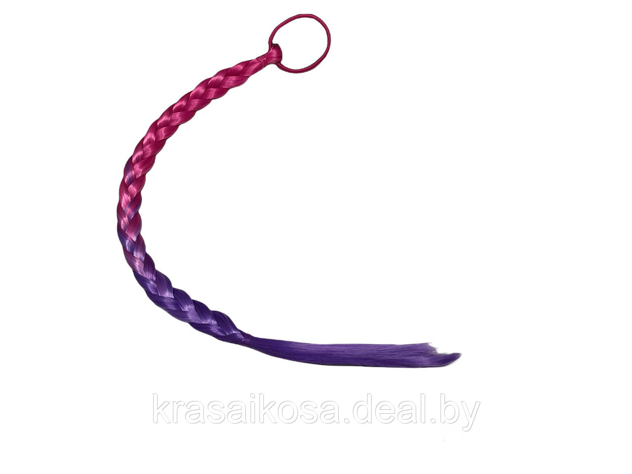 Косичка двухцветная на резинке Фуксия фиолетовый - фото 1 - id-p168533123