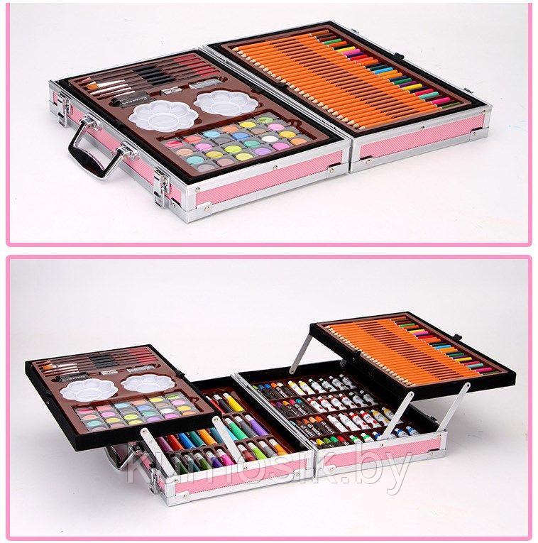 Художественный набор для рисования "Набор художника" в металлическом чемодане 145 предметов розовый Девочки - фото 5 - id-p168695720
