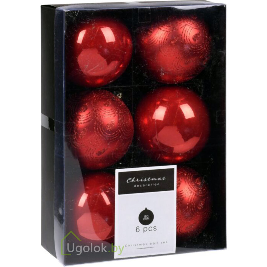 Набор елочных шаров Koopman 6 шт. 8 см красный - фото 1 - id-p168695397