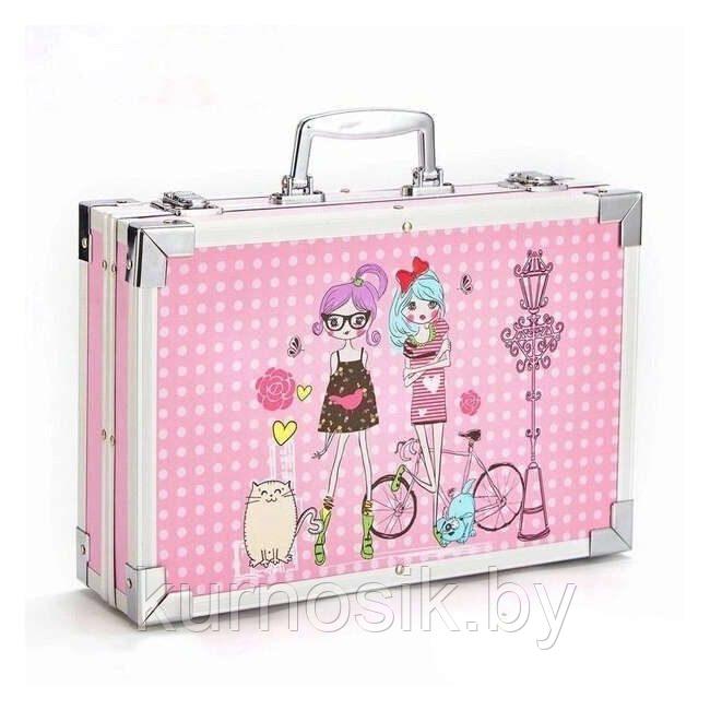 Художественный набор для рисования "Набор художника" в металлическом чемодане 145 предметов розовый Девочки - фото 3 - id-p168695720