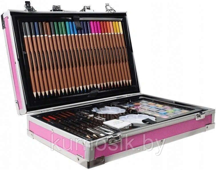 Художественный набор для рисования "Набор художника" в металлическом чемодане 145 предметов розовый Девочки - фото 8 - id-p168695720