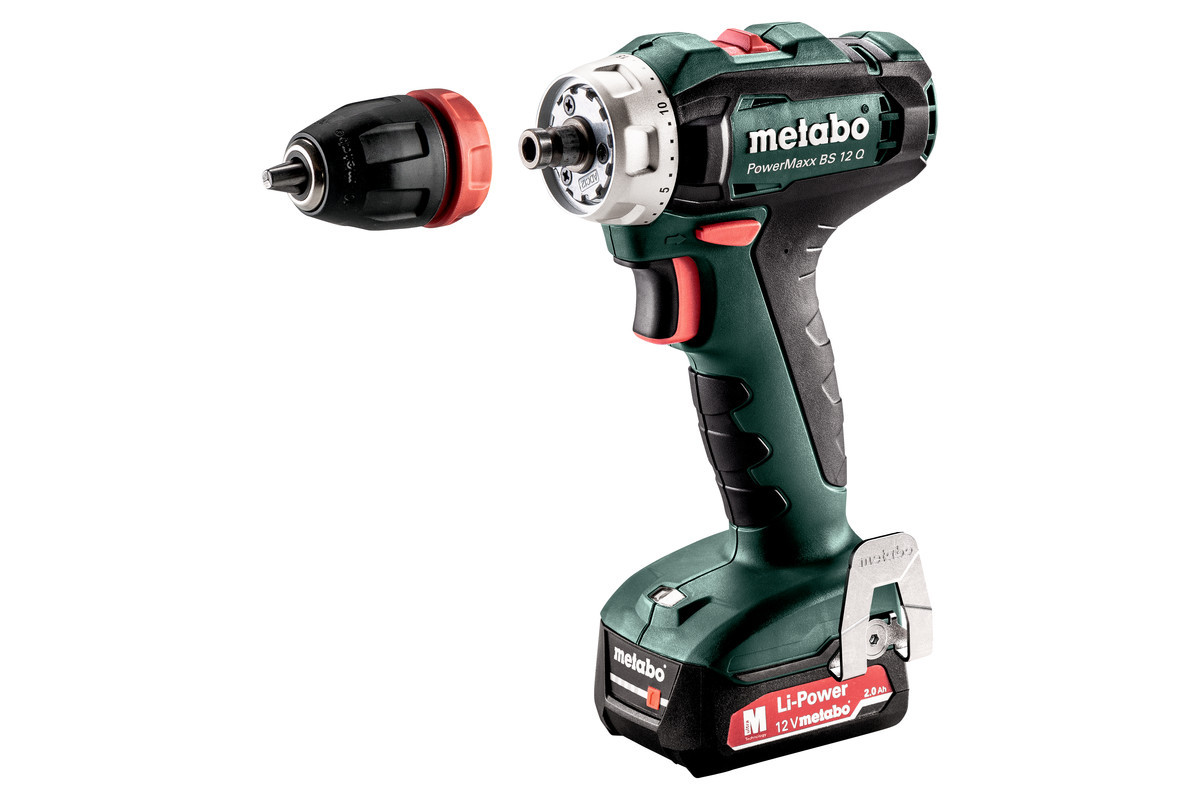 Аккумуляторный шуруповерт Metabo Powermaxx BS 12 Q (12V, 40 Нм, 2x2.0 Ah Li-Ion, 2 скорости, подсветка) - фото 2 - id-p168696070