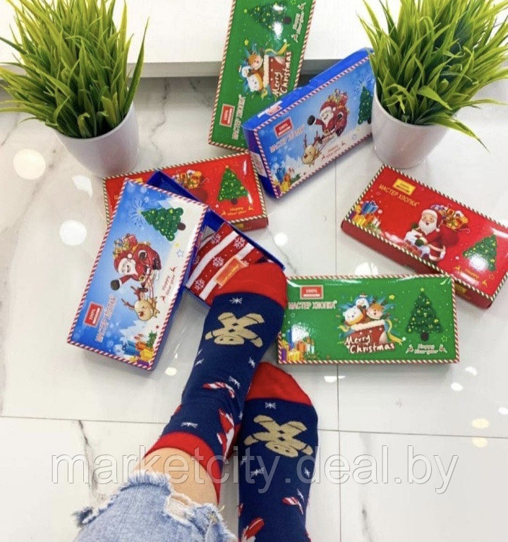 Новогодние носки в подарочной коробке - фото 1 - id-p168706223