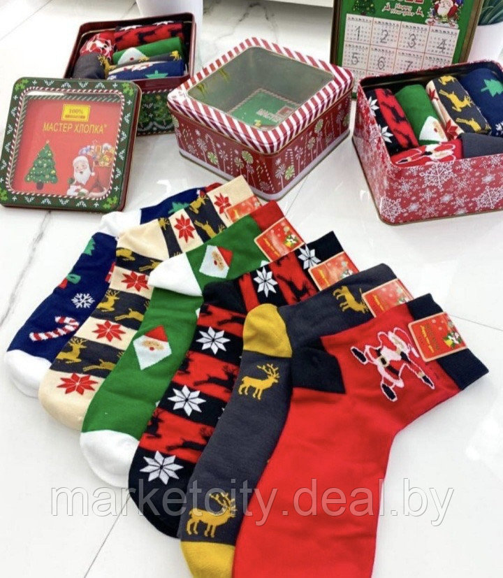 Новогодние носки в подарочном боксе - фото 1 - id-p168706952