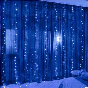 Светодиодная гирлянда-штора 1,5х1,5 м (Синяя), фото 2