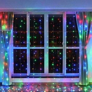 Светодиодная гирлянда-штора 3х2 м (Разноцветная RGB), фото 2