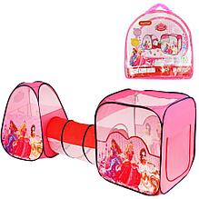 Детская игровая палатка SG7015-1 "Принцессы", 3 в 1 двойная, домик с туннелем 270х92х92 см, розовая