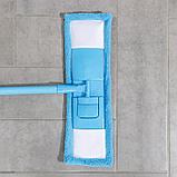 Швабра для мытья пола плоская, металлическая ручка 119 см, насадка микрофибра 42×12 см, фото 4