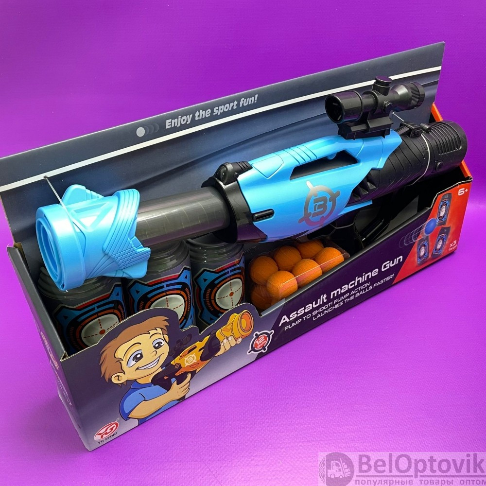 Детская игрушка оружие Бластер Assault Gun 40 см с мишенью, мягкими игровыми снарядами 12шт. 3 Оранжевый - фото 9 - id-p158553683