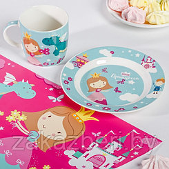 Набор детской посуды «Принцесса»: кружка 250 мл, тарелка Ø 17.5 см, салфетка 35 × 22 см