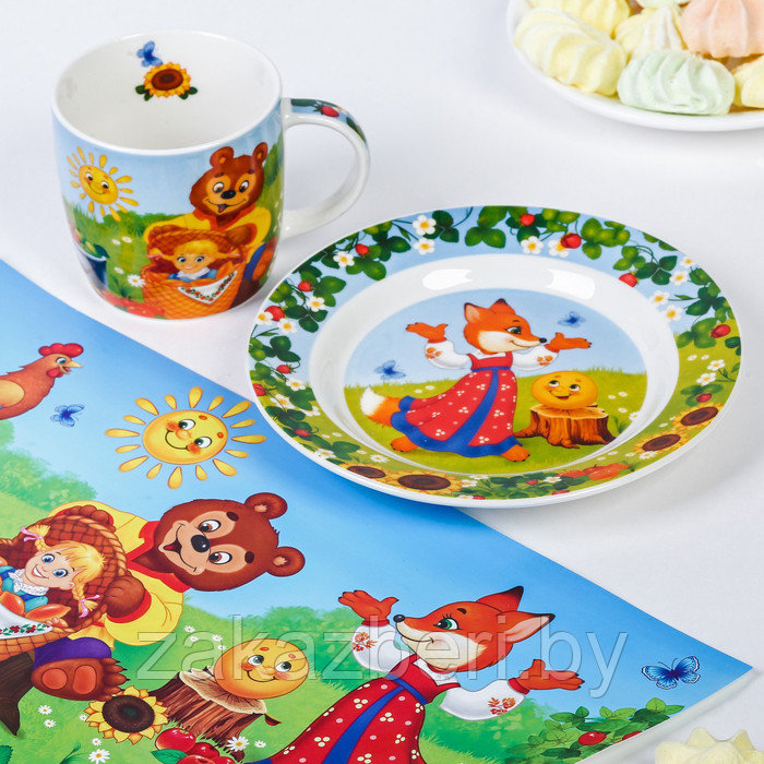 Набор детской посуды «Солнышко»: кружка 250 мл, тарелка Ø 17.5 см, салфетка 35 × 22 см