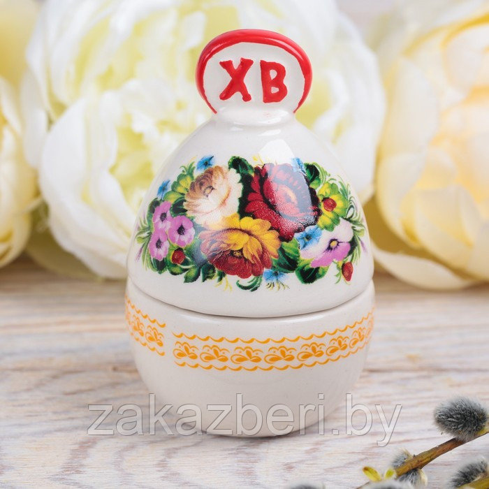Шкатулка-яйцо «Цветы», 9.3 х 6 см