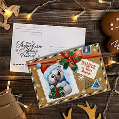 Почтовая карточка "Подарок от Деда Мороза" 10 х 15см