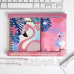 Набор Flamingo: ежедневник 40л, паспортная обложка