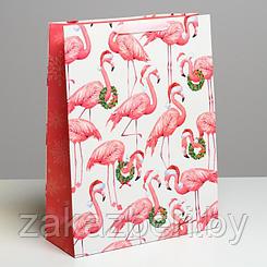 Пакет ламинированный вертикальный «Новогодний фламинго», L 31 × 40 × 11,5 см