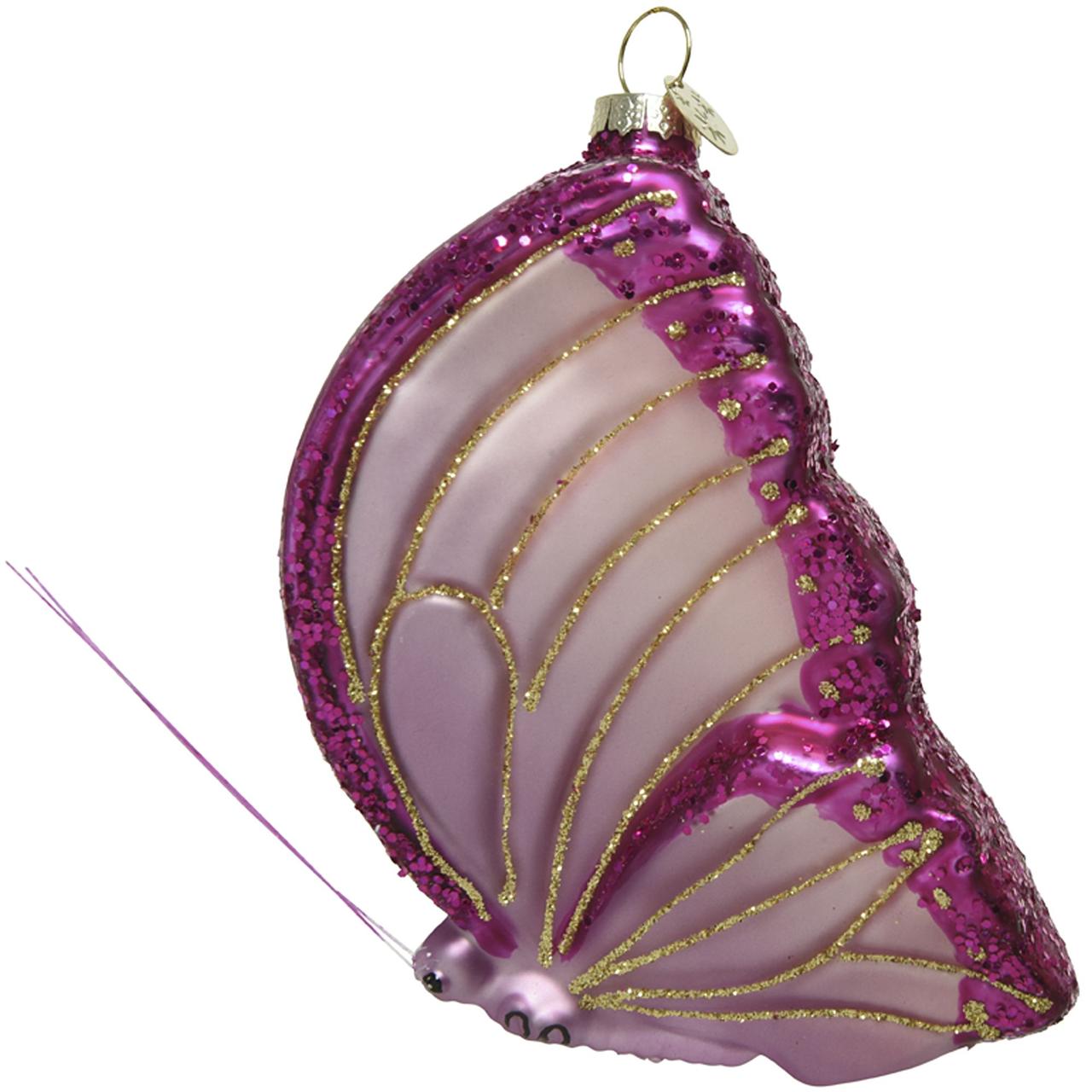 Елочная игрушка "Бабочка" 4,5x8x12,5 см темно-розовая 120574-2 - фото 1 - id-p168819339