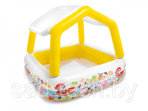 Надувной детский бассейн с навесом Sun Shade, 157х157х122 см, INTEX (от 2 лет) - фото 1 - id-p168819787