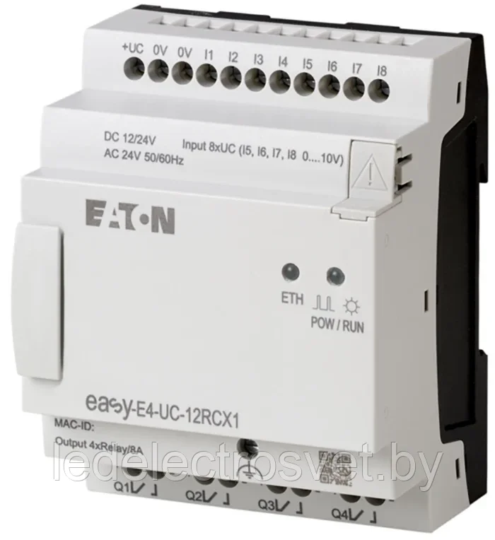 Программируемый логический контроллер EASY-E4-UC-12RCX1, 12_24VDC/24VAC, 8DI(4AI), 4RO, RTC, Ethernet - фото 1 - id-p168699262