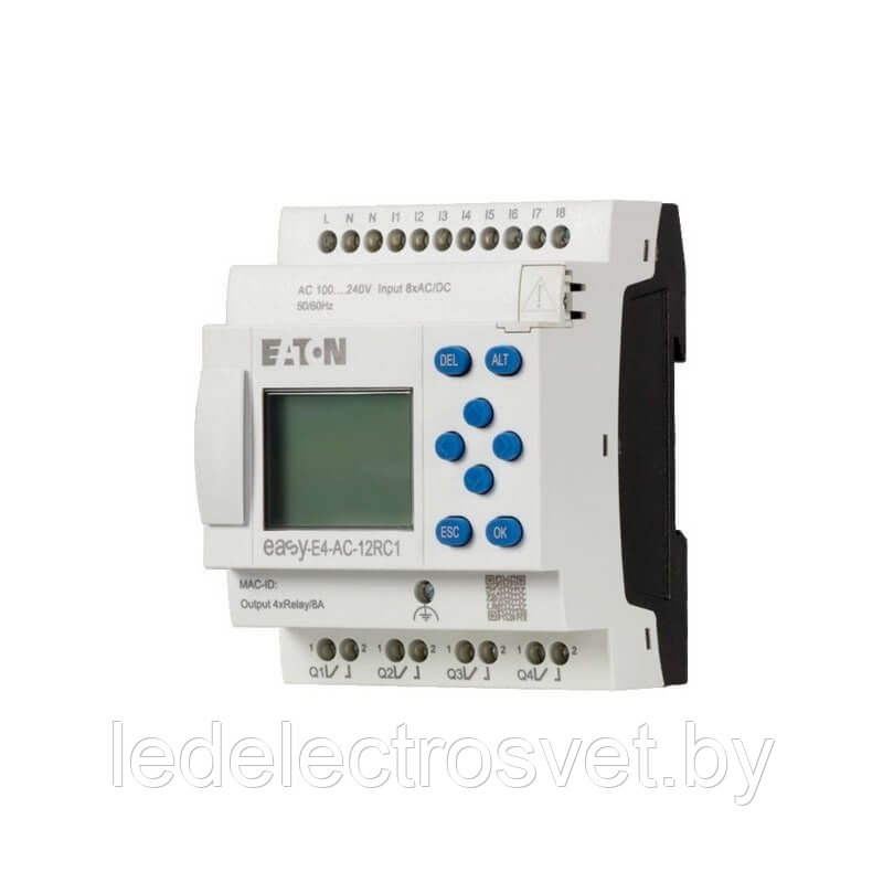 Программируемый логический контроллер EASY-E4-AC-12RC1, 100_240VAC/VDC, 8DI, 4RO, RTC, Ethernet, ЖКИ