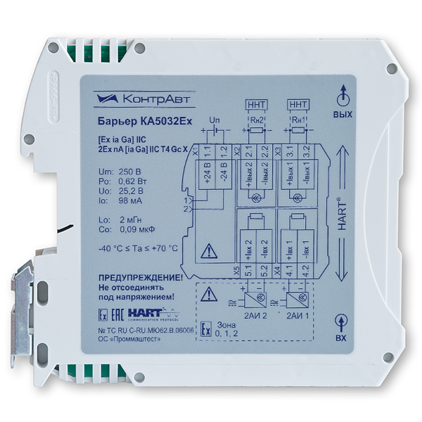 КА5032Ех барьеры искрозащиты (барьеры искробезопасности), приёмники аналогового сигнала (4 20) мА, 2-канальные - фото 3 - id-p168835691