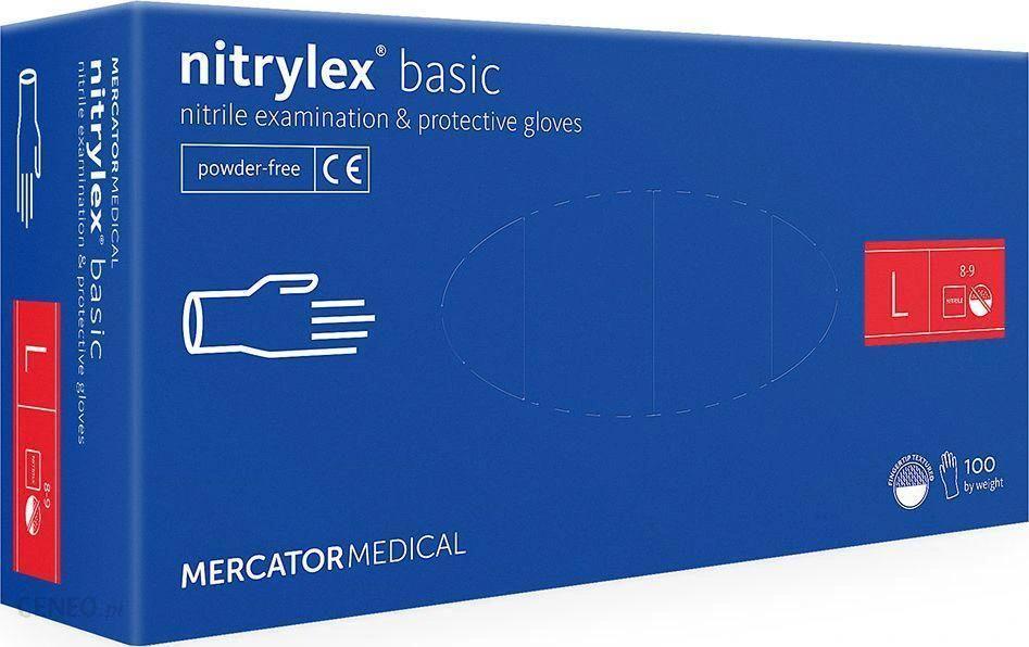 MERCATOR, Nitrylex basic, перчатки нитриловые, 100шт/упак, размеры - S,M,L,XL