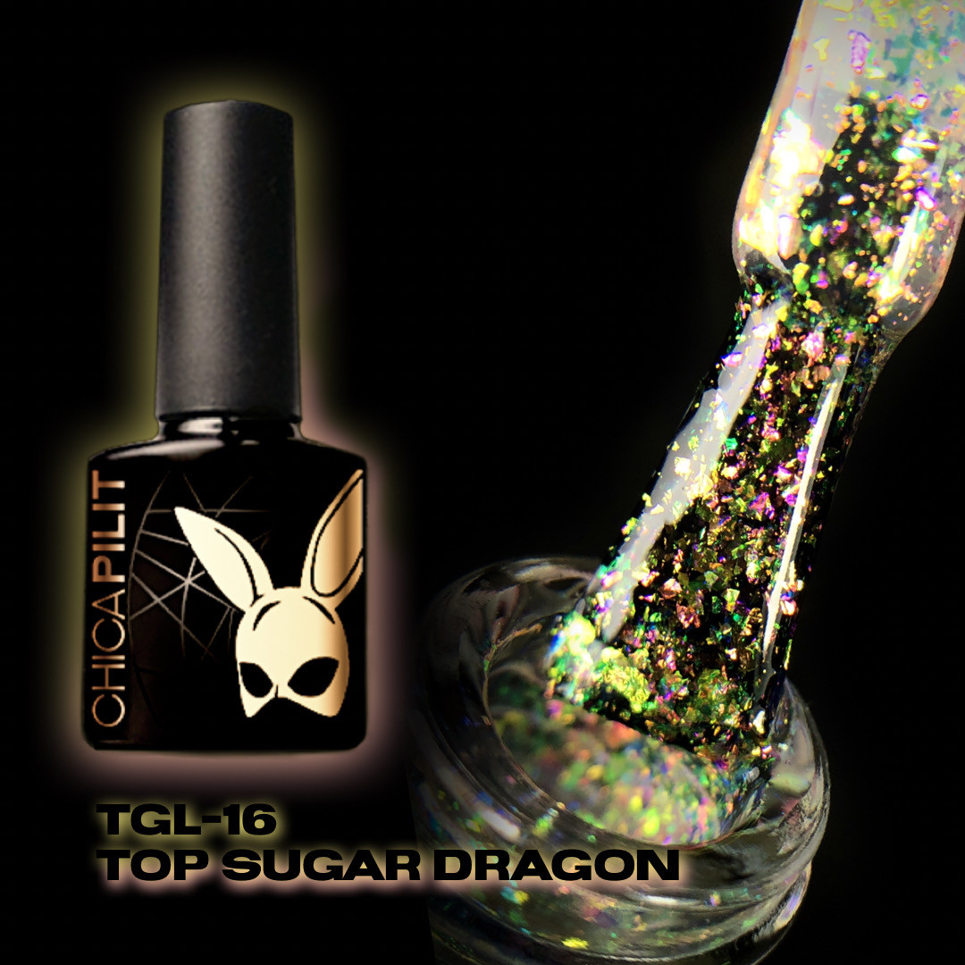 Top SUGAR Dragon/Золотой дракон Глянцевый топ без липкого слоя со слюдой TGL-16, 10мл