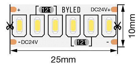 Лента светодиодная Byled Standart 3014, 240 LED/м, 24 Вт/м, 24В, IP20