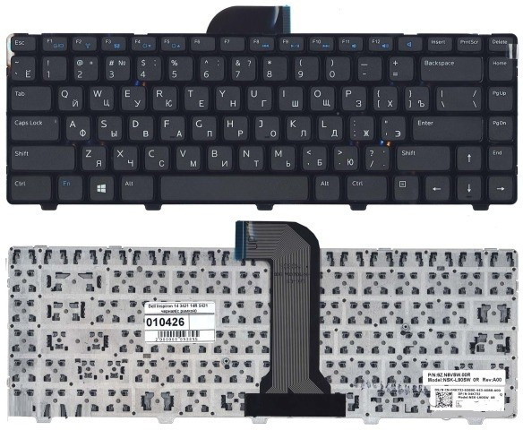 Клавиатура для ноутбука Dell Inspiron 14 3421 черная, с рамкой