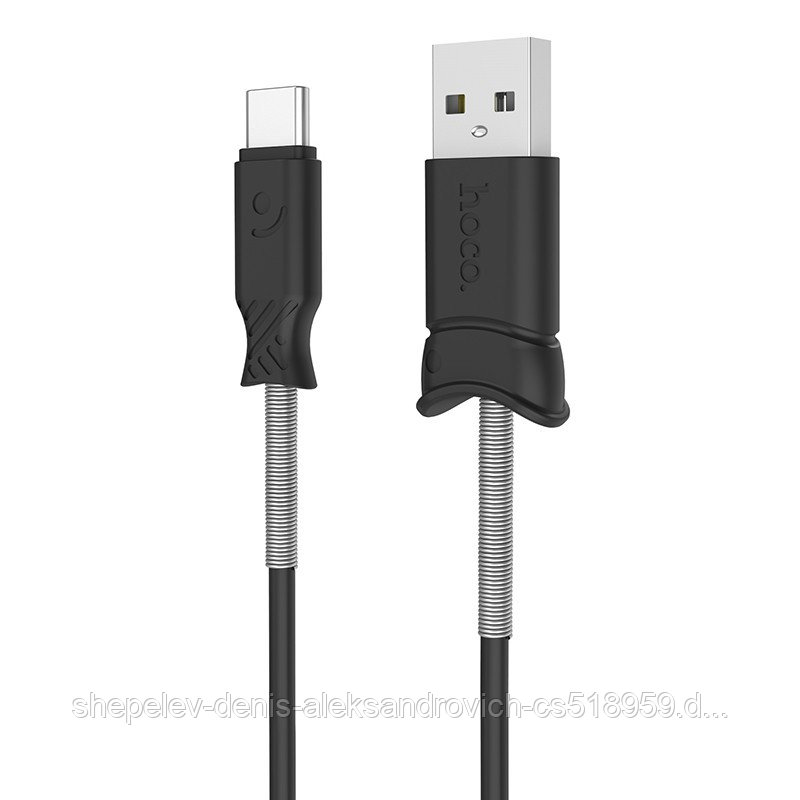 Дата-кабель Hoco X24 Type-C (1.0 м., пружина у штеккеров, зарядка 2.4A) цвет: черный
