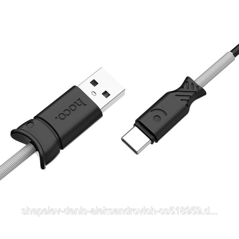 Дата-кабель Hoco X24 MicroUSB (1.0 м., пружина у штеккеров, поддержка зарядки 2.4A) цвет: черный