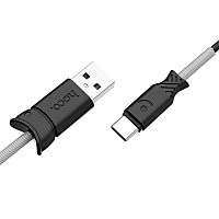 Дата-кабель Hoco X24 MicroUSB (1.0 м., пружина у штеккеров, поддержка зарядки 2.4A) цвет: черный