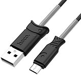 Дата-кабель Hoco X24 MicroUSB (1.0 м., пружина у штеккеров, поддержка зарядки 2.4A) цвет: черный, фото 2