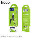 Дата-кабель Hoco X24 MicroUSB (1.0 м., пружина у штеккеров, поддержка зарядки 2.4A) цвет: черный, фото 4