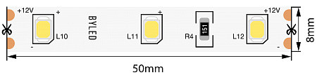 Лента светодиодная Byled Standart 2835, 60 LED/м, 4.8 Вт/м, 12В , IP20, Цвет: