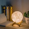 Ночник 3D Луна светильник с пультом, 15 см, на подставке, фото 4