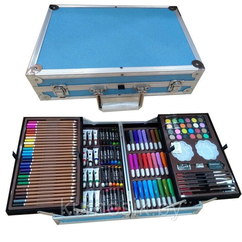 Художественный набор для рисования "Набор художника" в металлическом чемодане 145 предметов голубой роботы - фото 3 - id-p168863941
