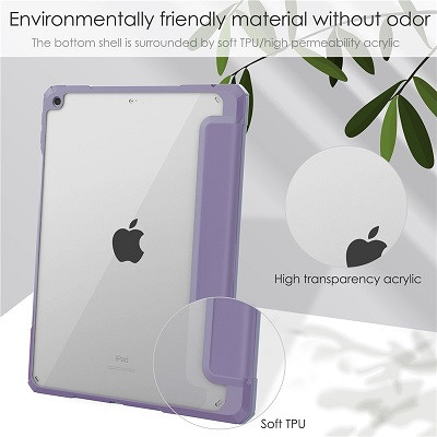 Защитный чехол книжка Acrylic TPU Case с креплением для стилуса светло-розовый для Apple iPad 10.2 - фото 3 - id-p168862607
