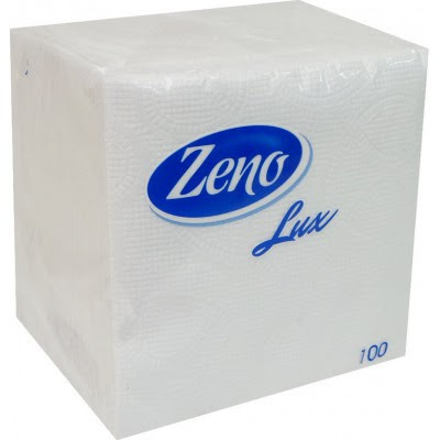 Салфетки бумажные ZENO 100шт. белые, тисненые, целлюлоза, 23х23см - фото 1 - id-p168866588