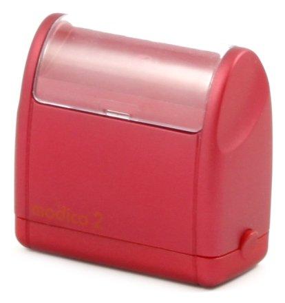 Штамп красконаполненный Modico M-series Modico 2, размер оттиска штампа 37*11 мм, корпус красный