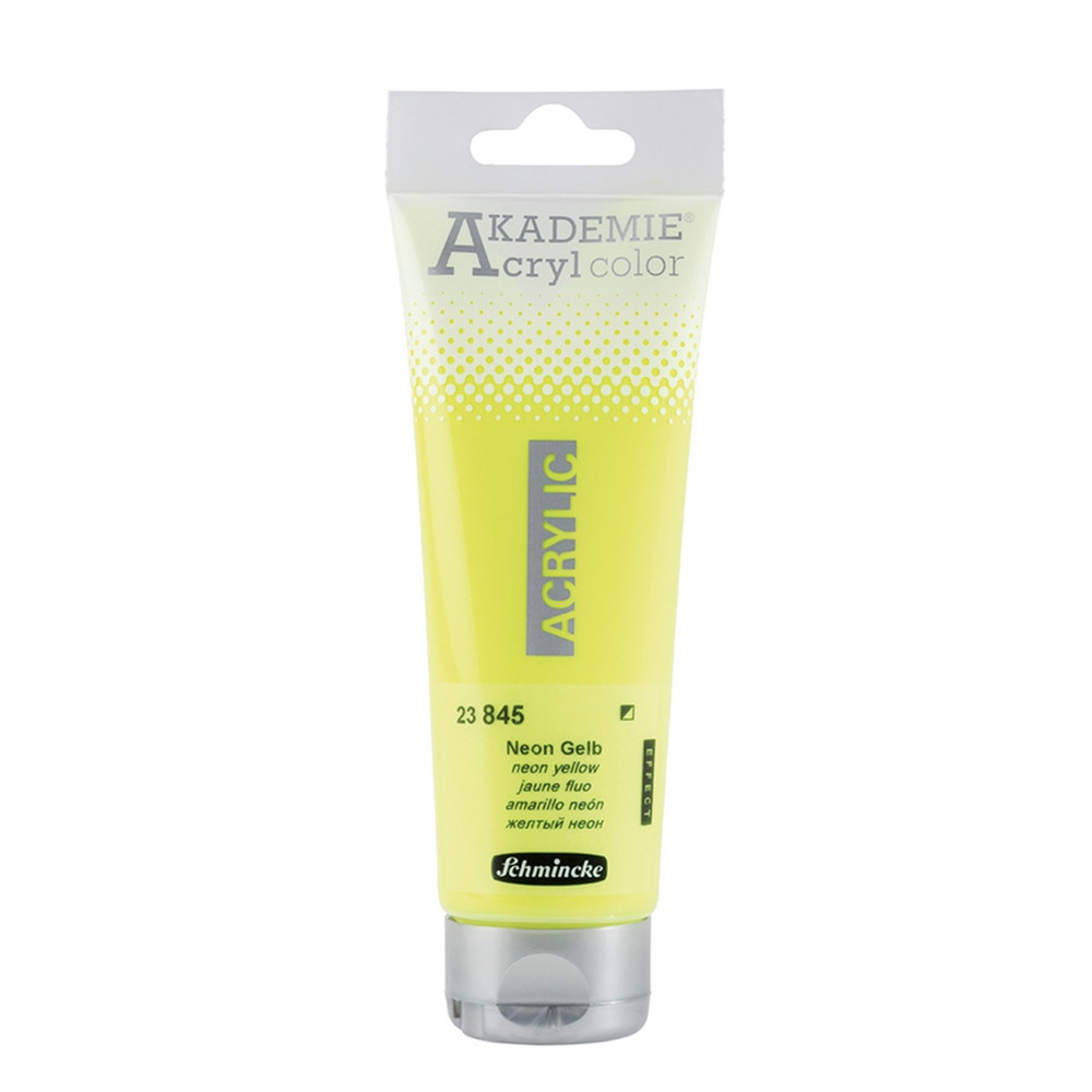 Акриловая краска Akademie 120 мл, цвет neon yellow №845